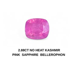 2.88 Ct No heat Kashmir sapphire Unheated Bellerophon Certificate