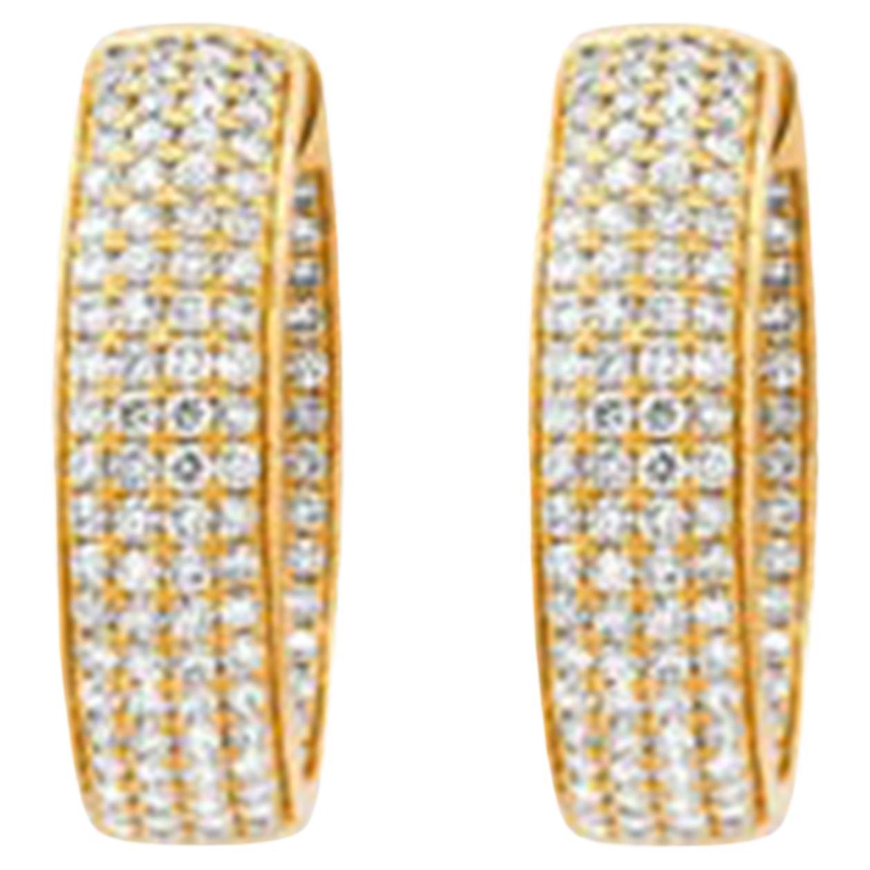 288 Eternal Diamond 14K (or 18k upon request) Yellow Gold Hoops Earrings For Sale