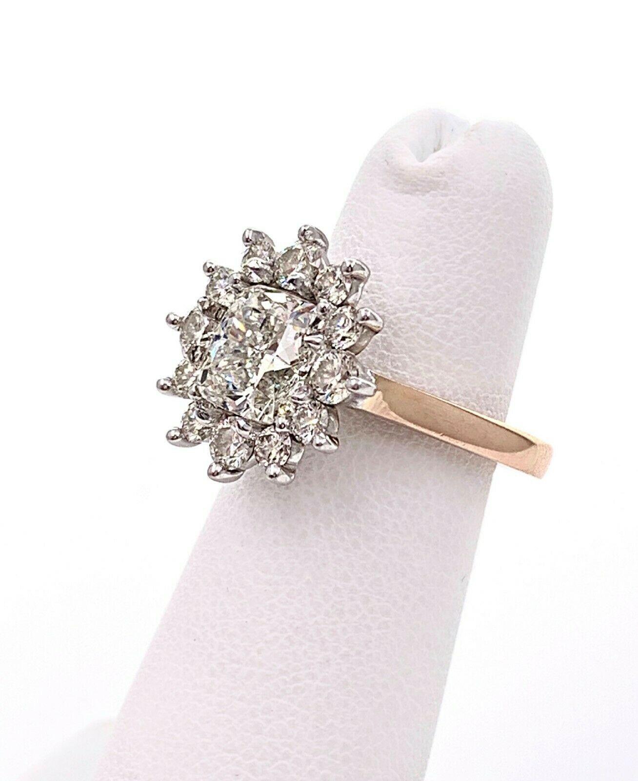 2.88 Carat Cushion Cut Halo Flower Diamond Ring 14 Karat Rose and White Gold In Excellent Condition In San Diego, CA