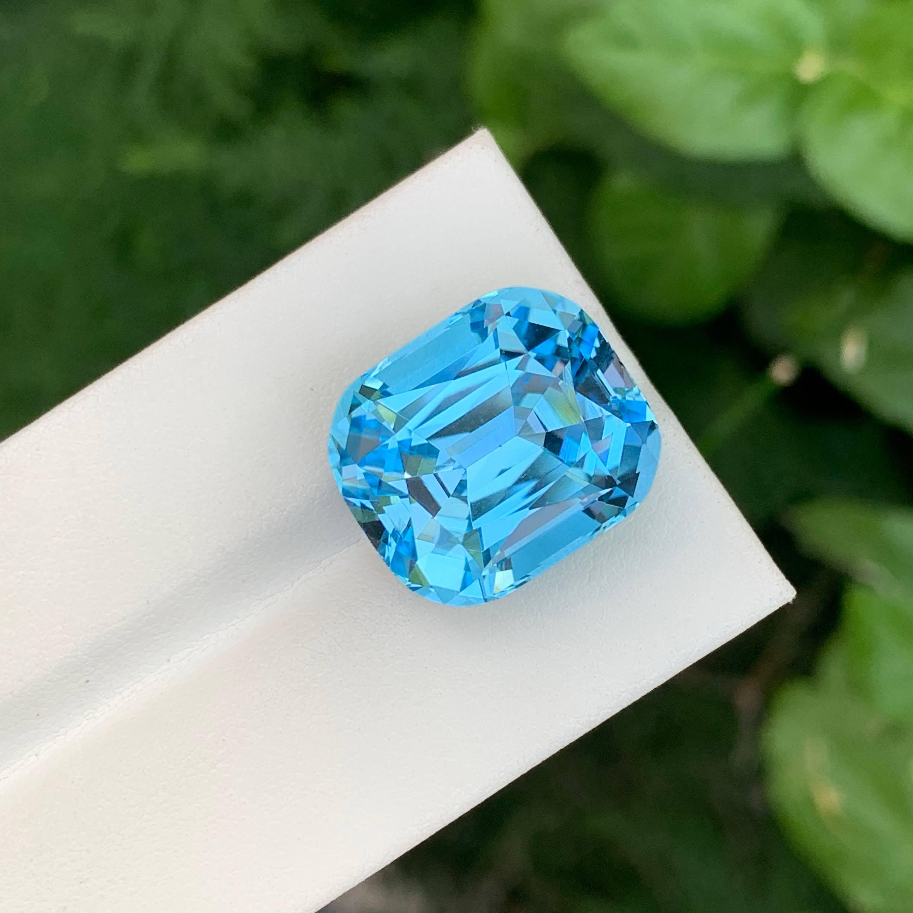 28,80 Karat Natürlicher Loser Himmelblauer Topas Stein Kissenschliff Afrikanischer Edelstein im Angebot 5