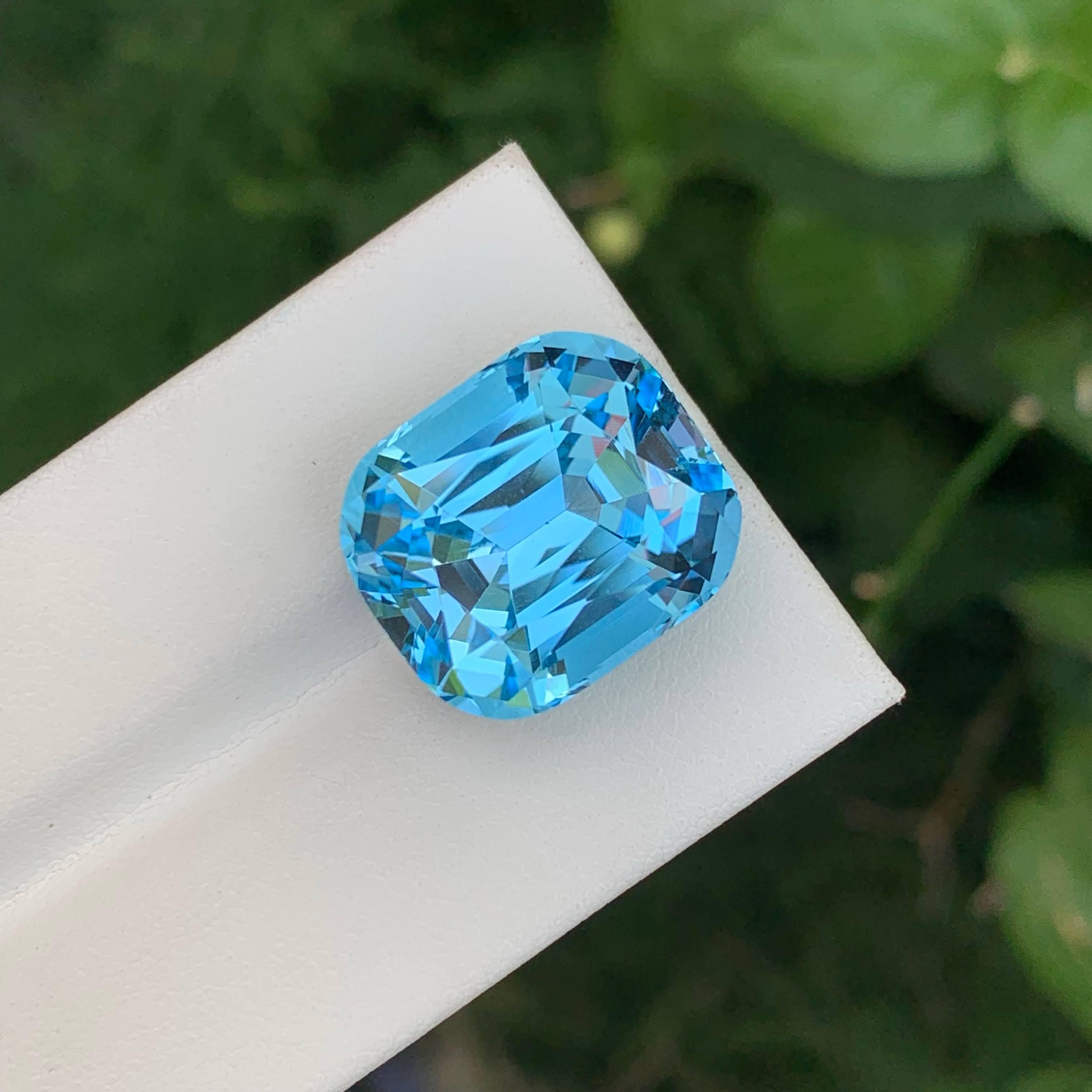 28,80 Karat Natürlicher Loser Himmelblauer Topas Stein Kissenschliff Afrikanischer Edelstein im Angebot 6