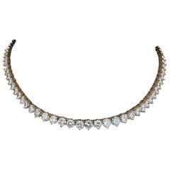 28.80 carats Diamant Naturel Collier Tennis en or jaune 18k 16.5 pouces