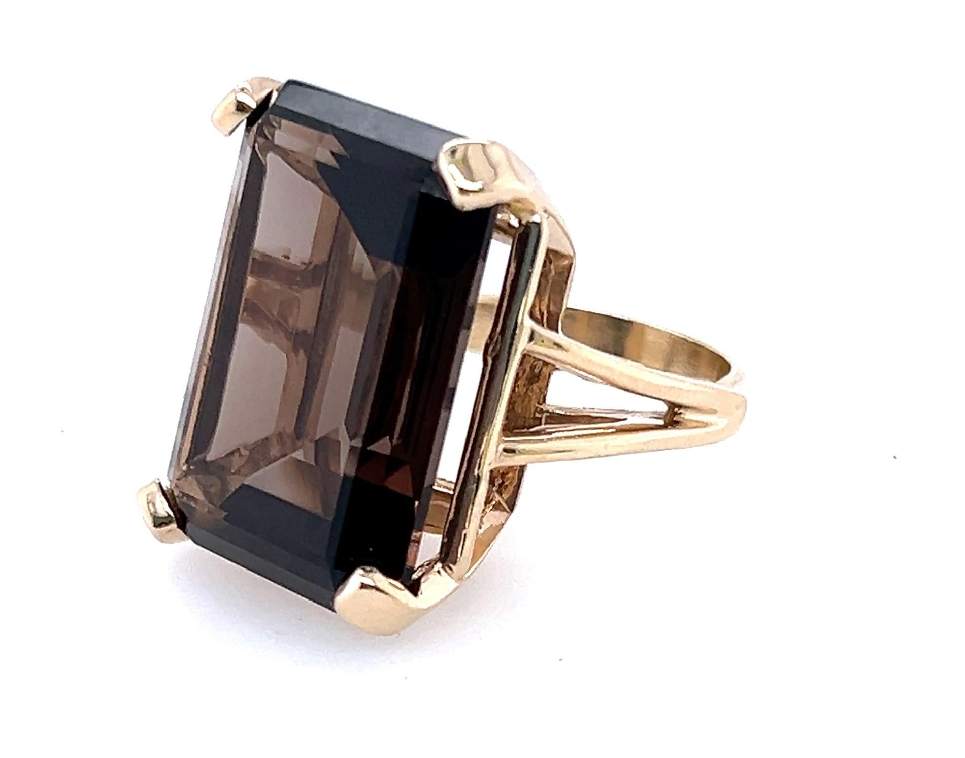 A statement ring in a neutral color to go with everything!

This ring is a whopping 28.82 Carats of  Smoky Quartz goodness! The lovely neutral shade will coordinate with all your outfits and enrich each season. This is a Wear-With-Everything color