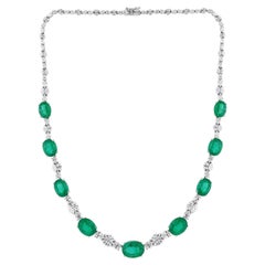 Collar de esmeralda de Zambia de 28,82 quilates y diamantes de 8,97 quilates, calidad SI/H, en oro blanco de 18 quilates