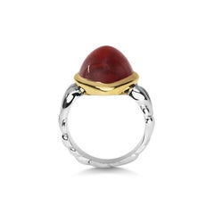 28.87ct Cabochon Spessartite Garnet Dress Ring 18k White & Yellow Gold