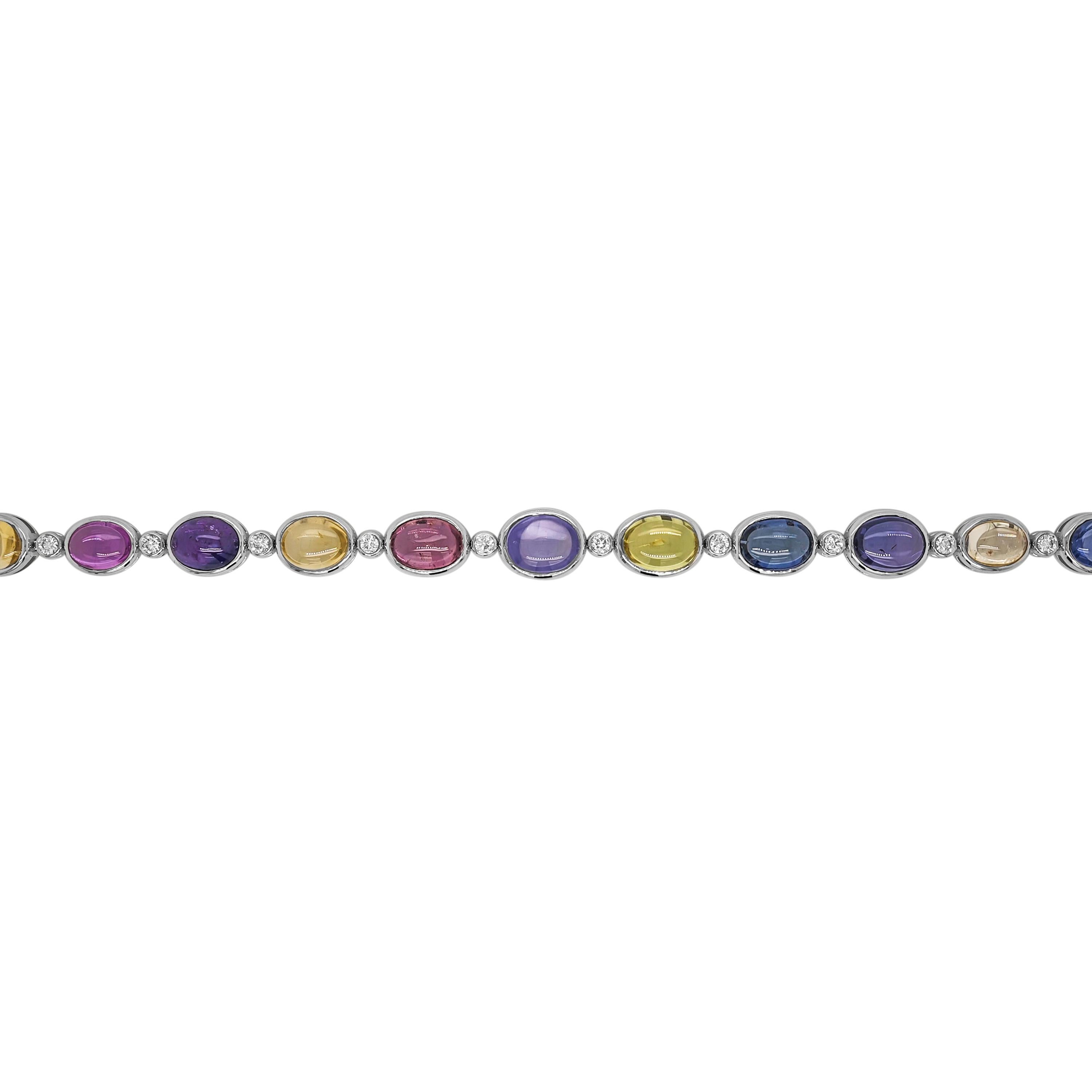 Weißgoldarmband mit 28.89 Karat mehrfarbigem Saphir und weißen Diamanten im Zustand „Neu“ im Angebot in New York, NY