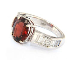 2.88ct Garnet and 1.15ctw Baguette Diamond Channel Set Ring in 18K White Gold