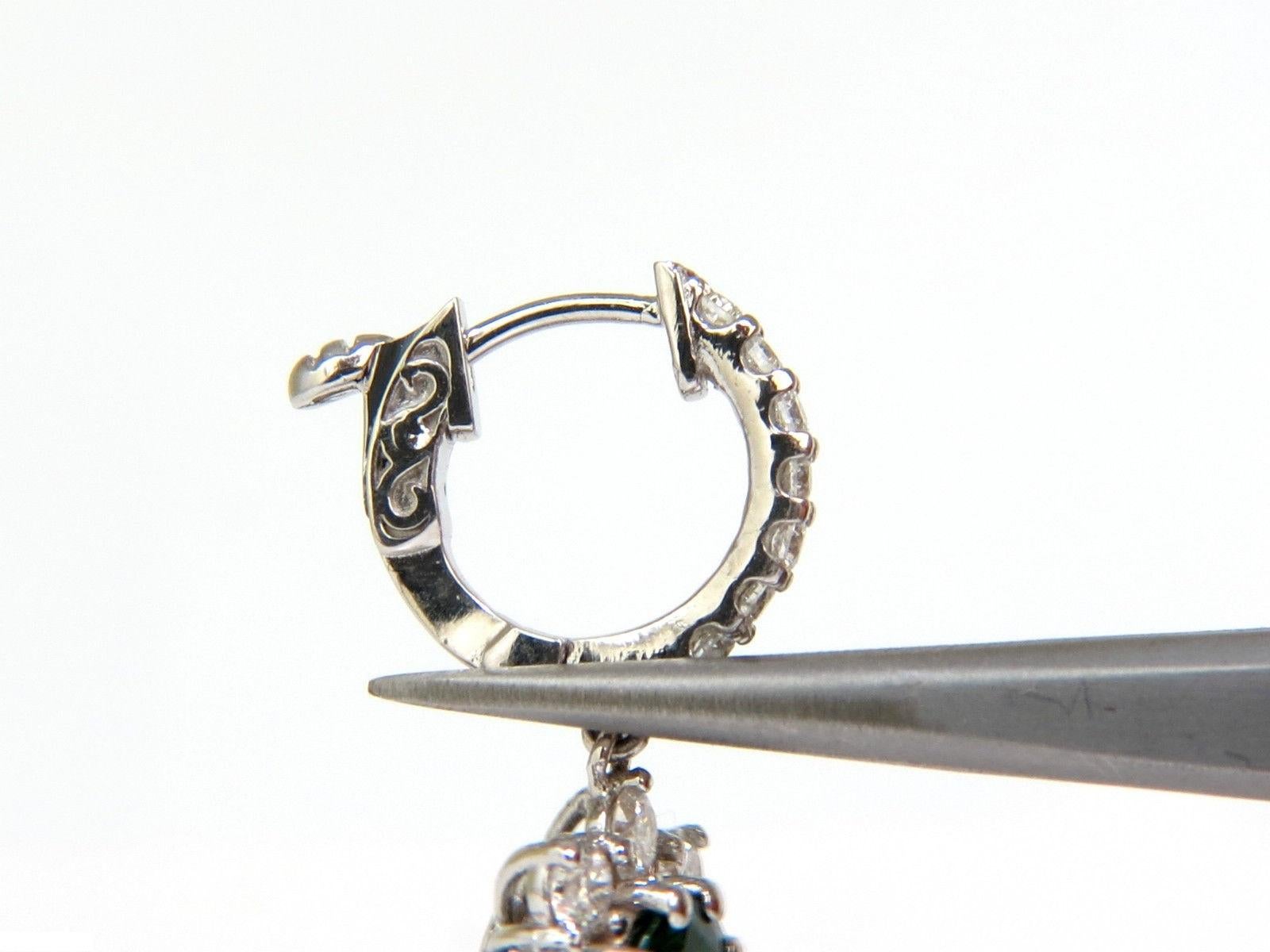2.88CT Natural Fine Gem Tsavorite Diamond Dangle Earrings Hoop 14KT G/VS For Sale 5