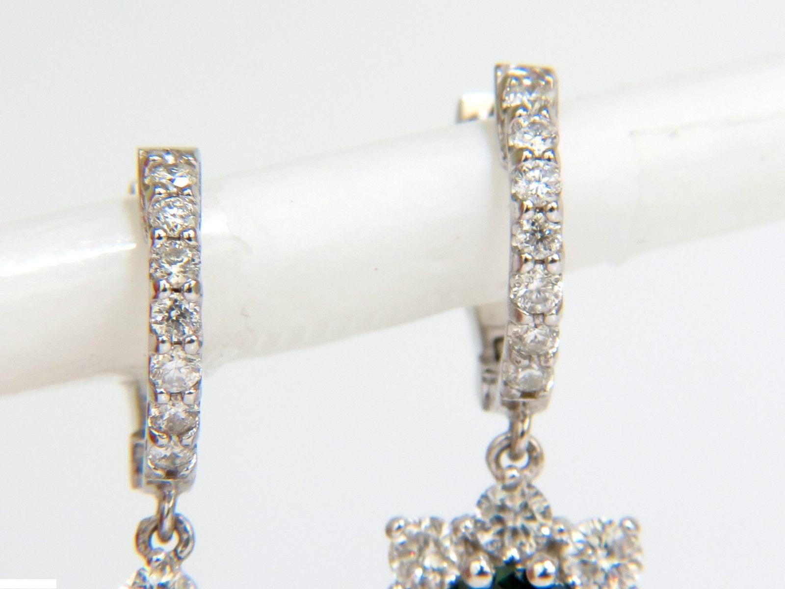 2.88CT Natural Fine Gem Tsavorite Diamond Dangle Earrings Hoop 14KT G/VS For Sale 2