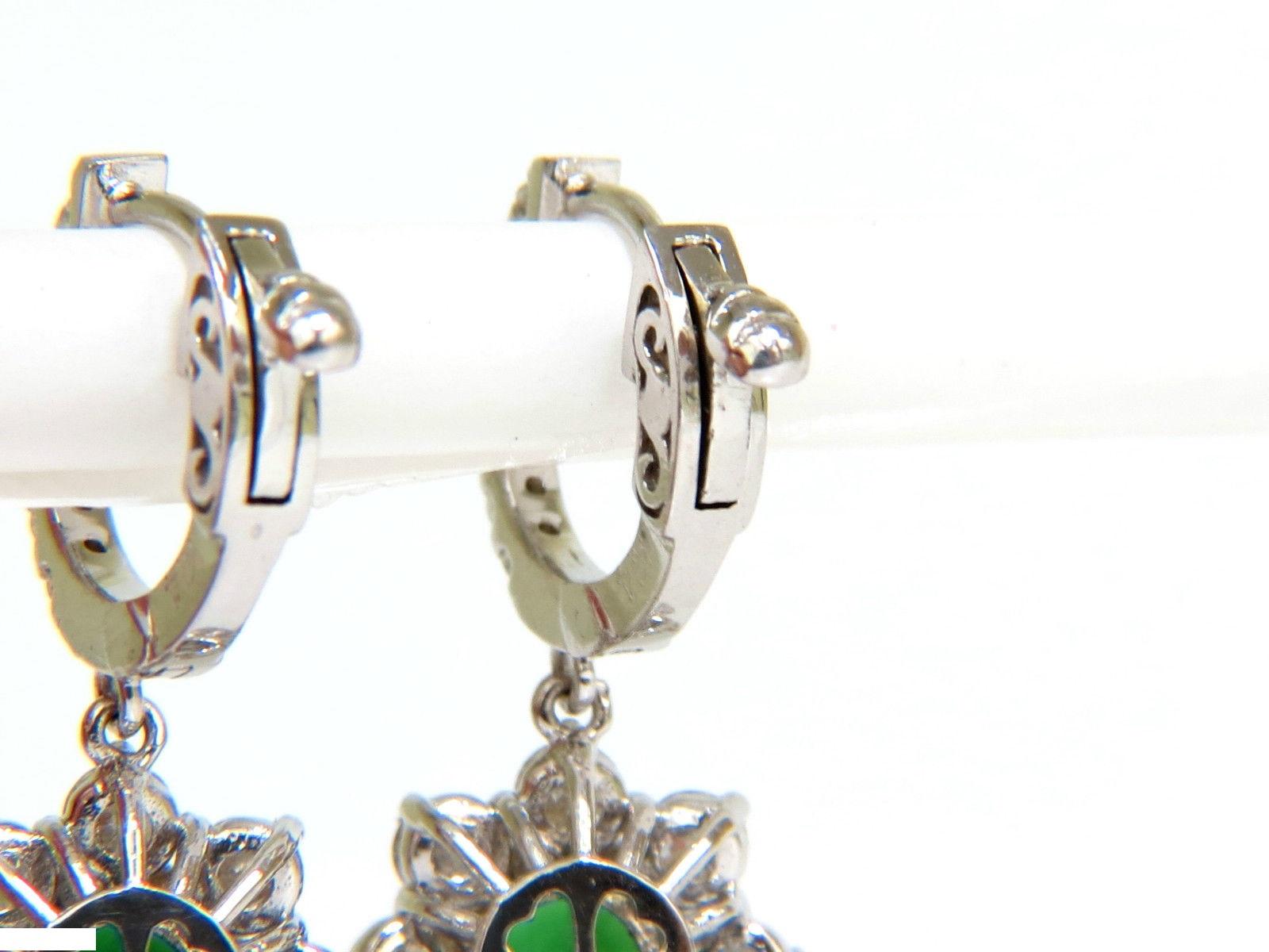 2.88CT Natural Fine Gem Tsavorite Diamond Dangle Earrings Hoop 14KT G/VS For Sale 4
