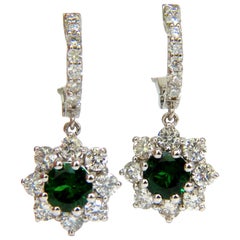 Orecchini pendenti a cerchio con tsavorite naturale di alta qualità da 2,88 carati, 14KT, G/VS*