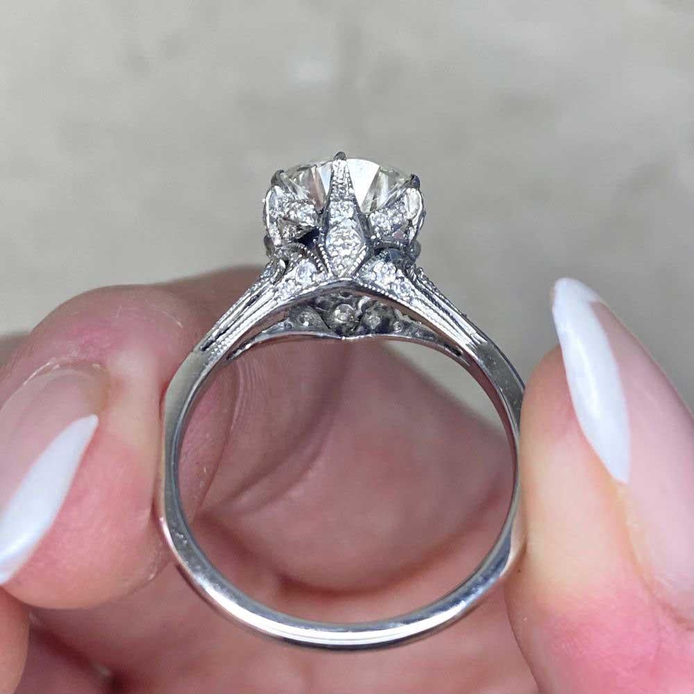 2.88ct Old Euro Diamond Engagement Ring, VS1 Clarity, Platinum For Sale 3