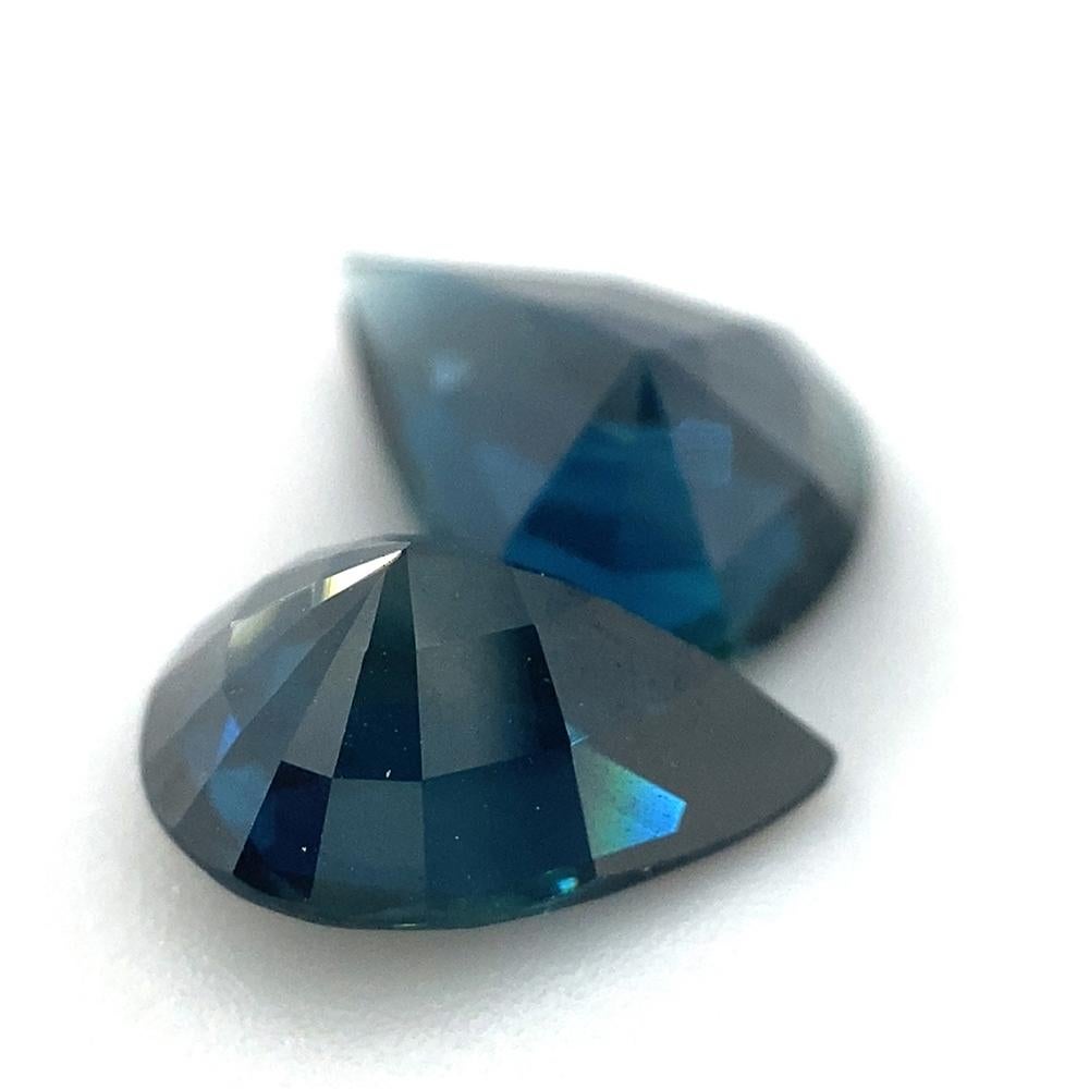 2.88ct Pair Pear Blue Sapphire from Thailand Unheated For Sale 1