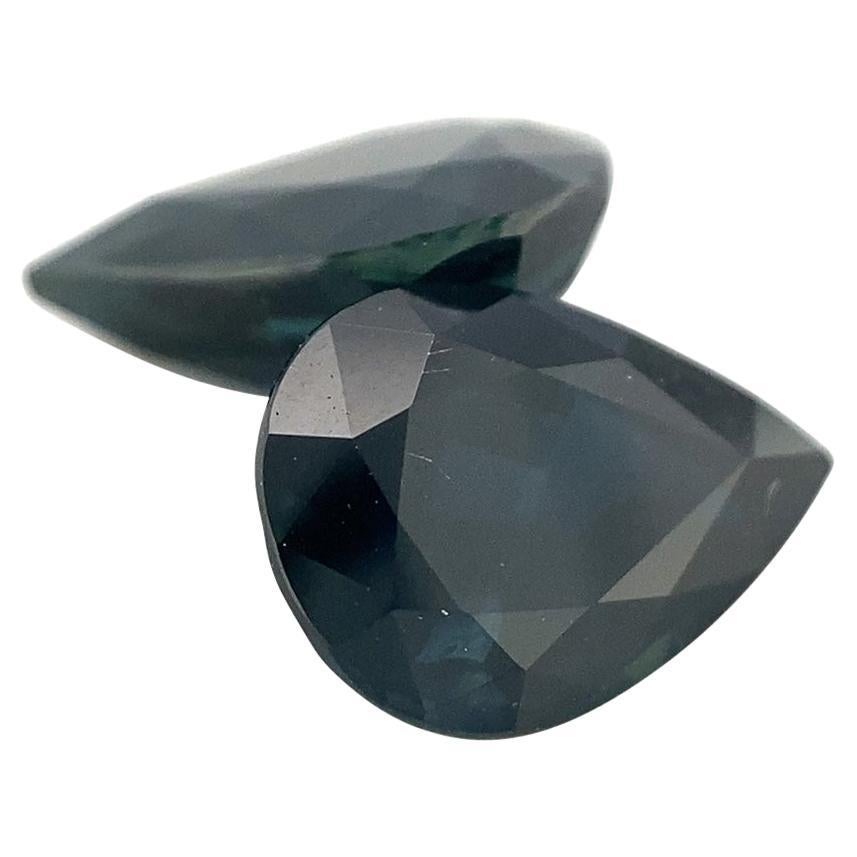 2.88ct Pair Pear Blue Sapphire from Thailand Unheated For Sale