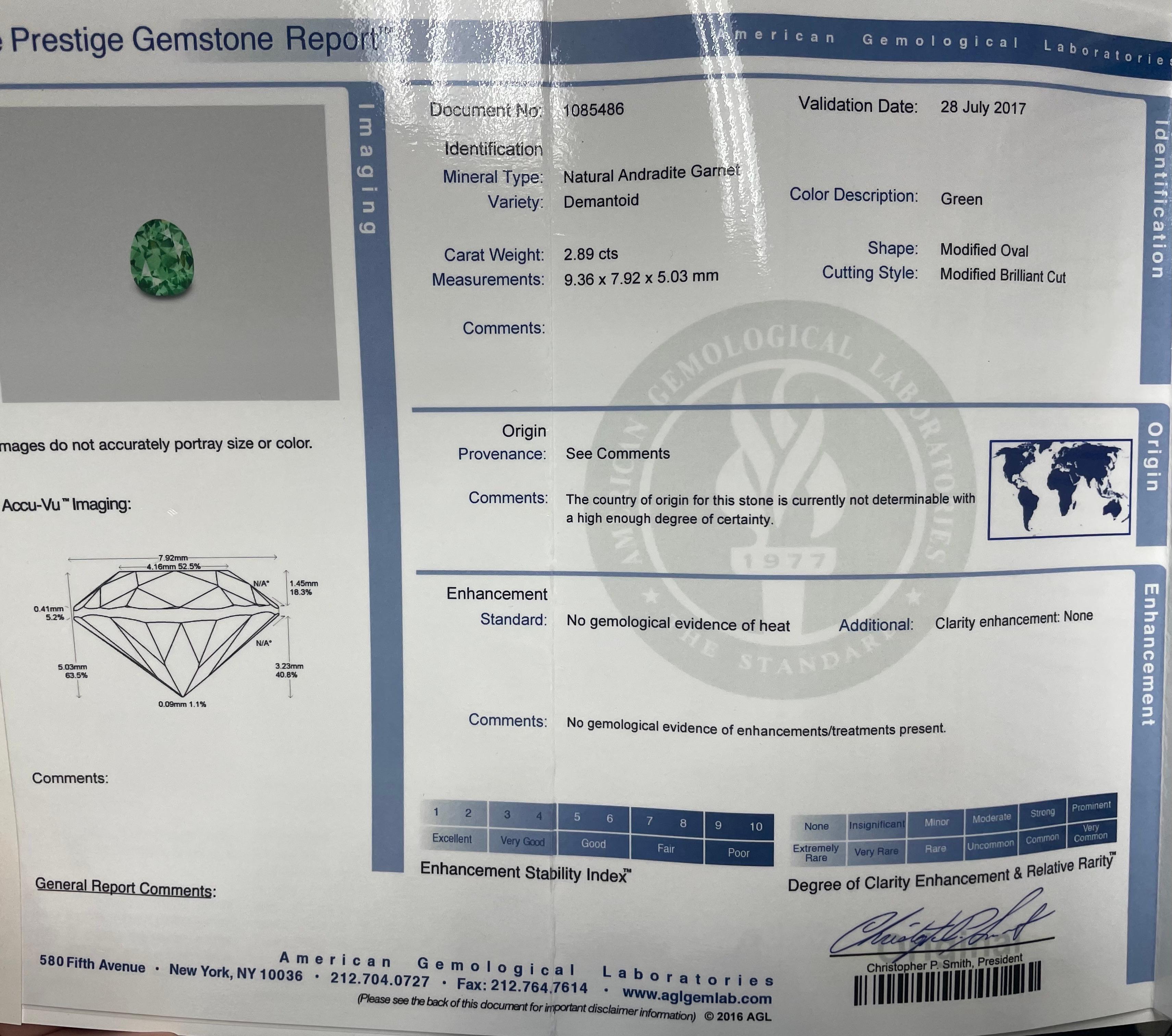 2,89 Karat Demantoid-Granatring für Damen oder Herren im Angebot