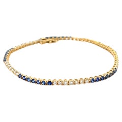 Bracelet en or jaune 14 carats avec saphir bleu naturel de 2,89 carats et diamants