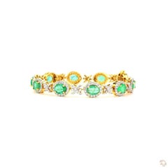 Bracciale in oro smeraldo con diamante rotondo a taglio brillante da 2,89 carati