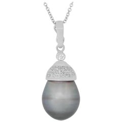 2.89 Carat Tahitian South Sea Pearl and Diamond Pendant