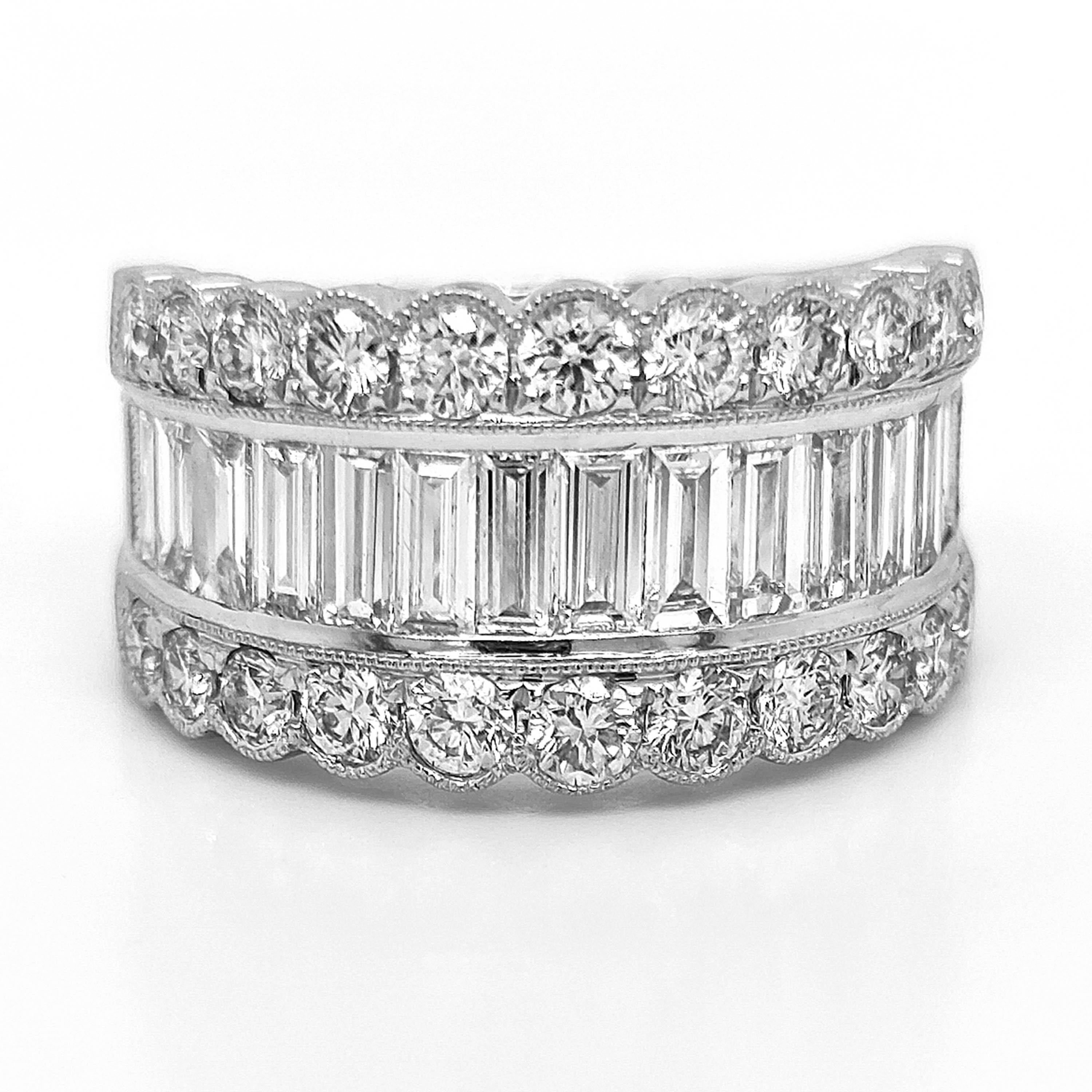 2.89 Karat Weißer Diamant Weißgold Ring (Gemischter Schliff) im Angebot