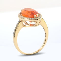 2.89 Carats Fire Opal Diamonds set in 14K Yellow Gold Ring