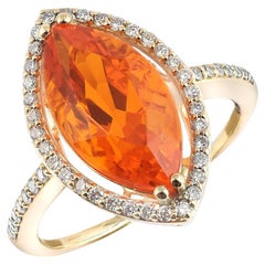 2.89 Carats Fire Opal Diamonds set in 14K Yellow Gold Ring