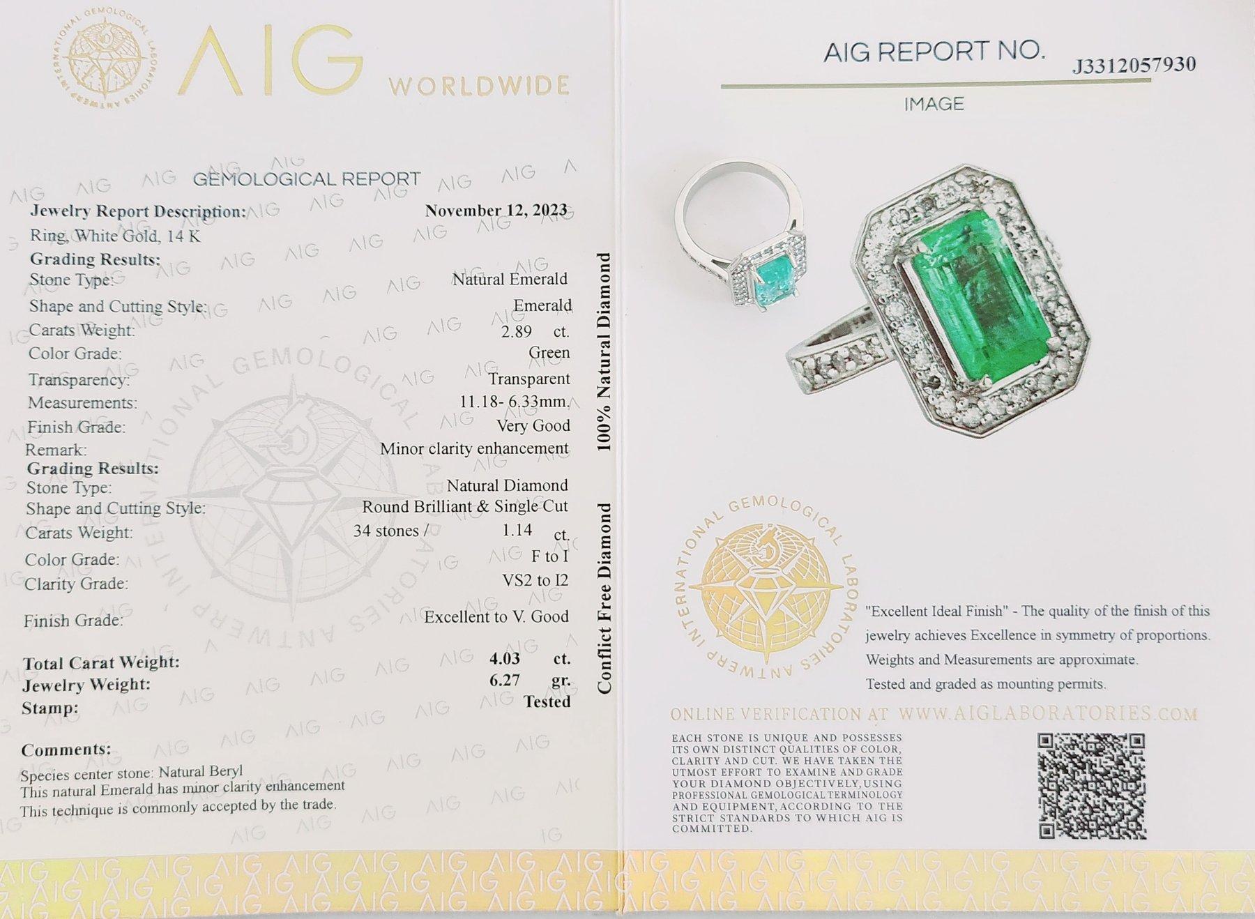 2.89 ct Emerald Ring For Sale 5