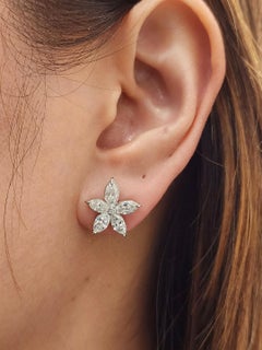 2.89 ct Flower-Shaped Marquise Diamond Studs set in Platinum