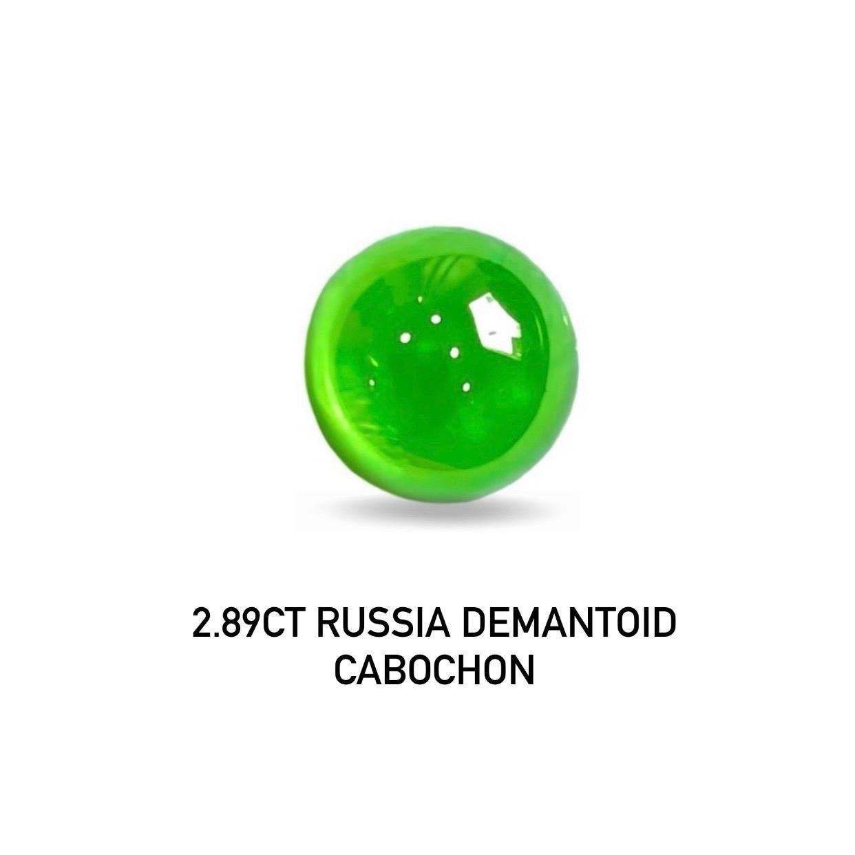 2.89 Ct  Natural Russia Demantoid cabochon open green eye clean Gemstone
