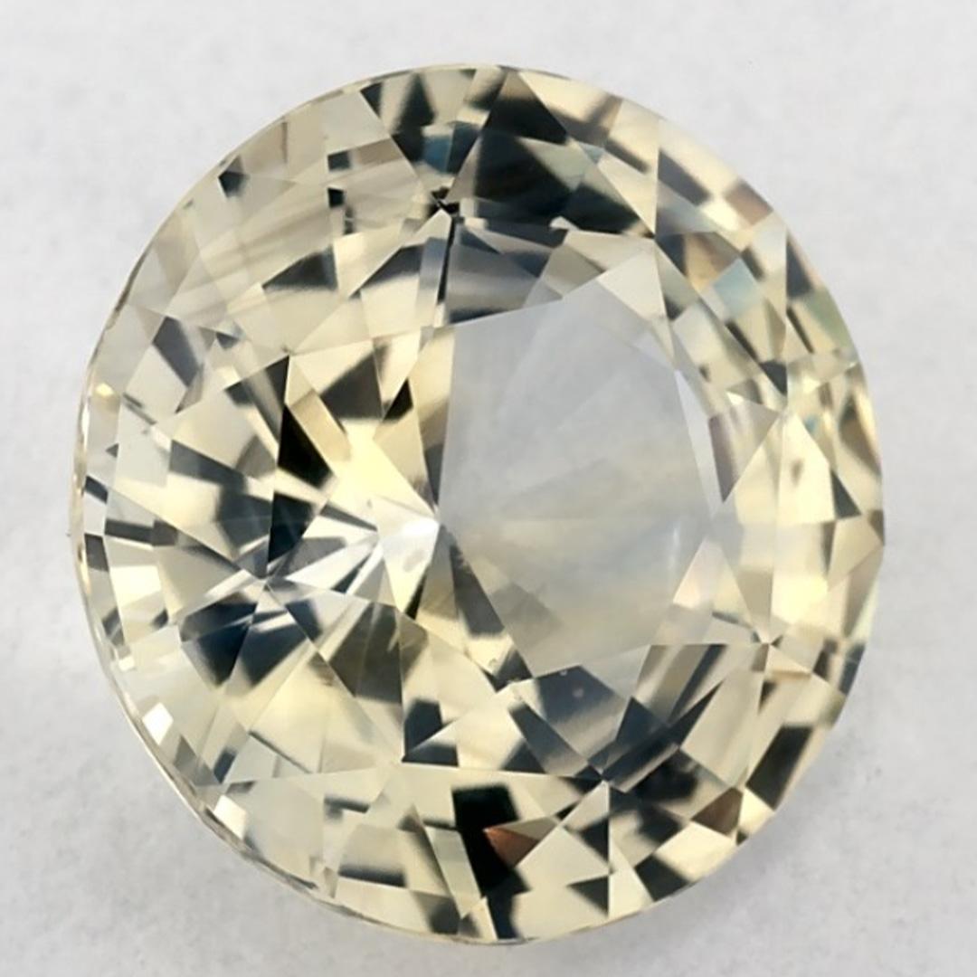 Round Cut 2.89 Ct Yellow Sapphire Round Loose Gemstone For Sale