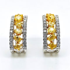 2.89 Yellow Diamond White Gold Earrings