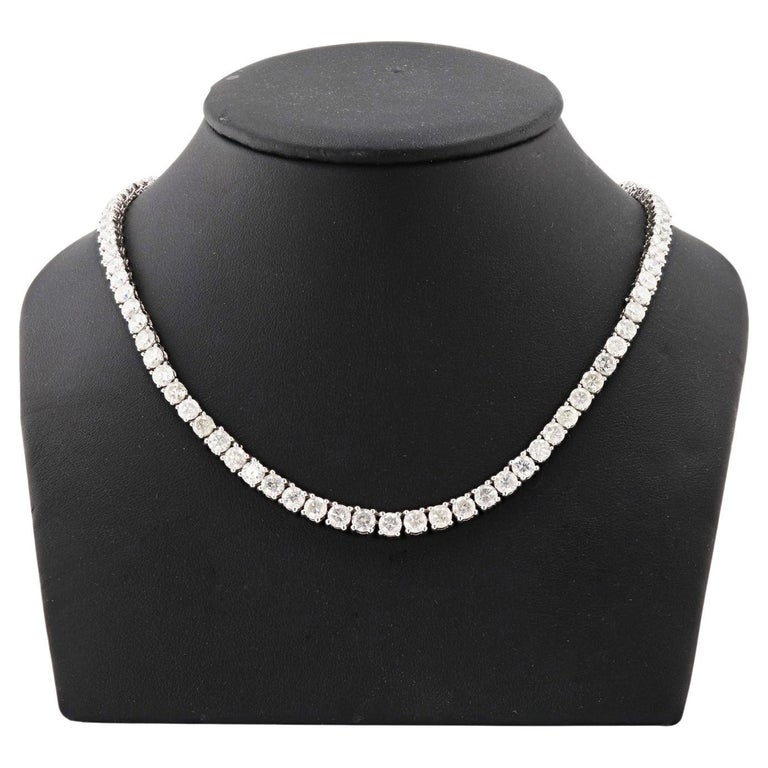 28.92ctw Diamond 14k White Gold Tennis Necklace 'NK013590' For Sale at