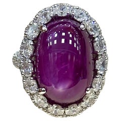 28,95 Karat Cabochon Burma Star Rubin Pink Saphire und Diamant Ring