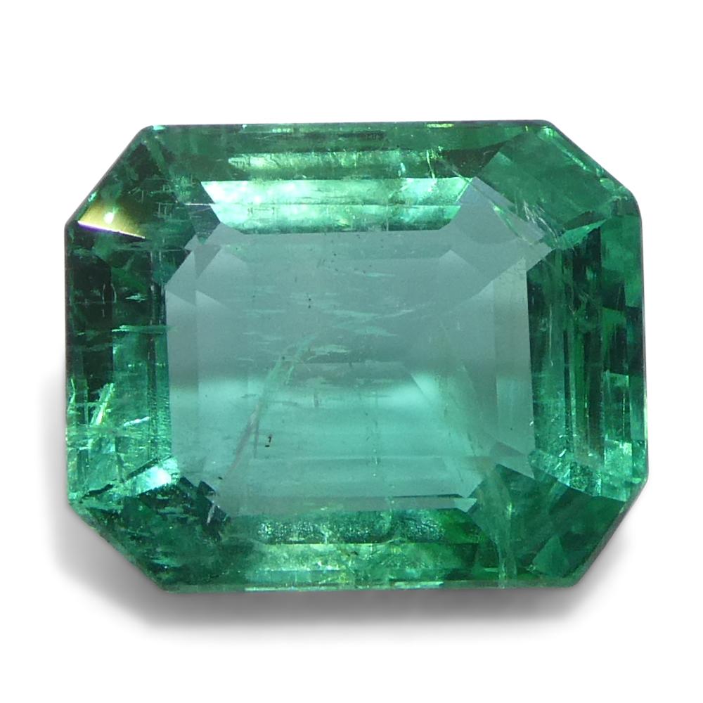 2.89ct Octagonal/Emerald Cut Green Emerald from Zambia (Émeraude verte de Zambie) Unisexe en vente