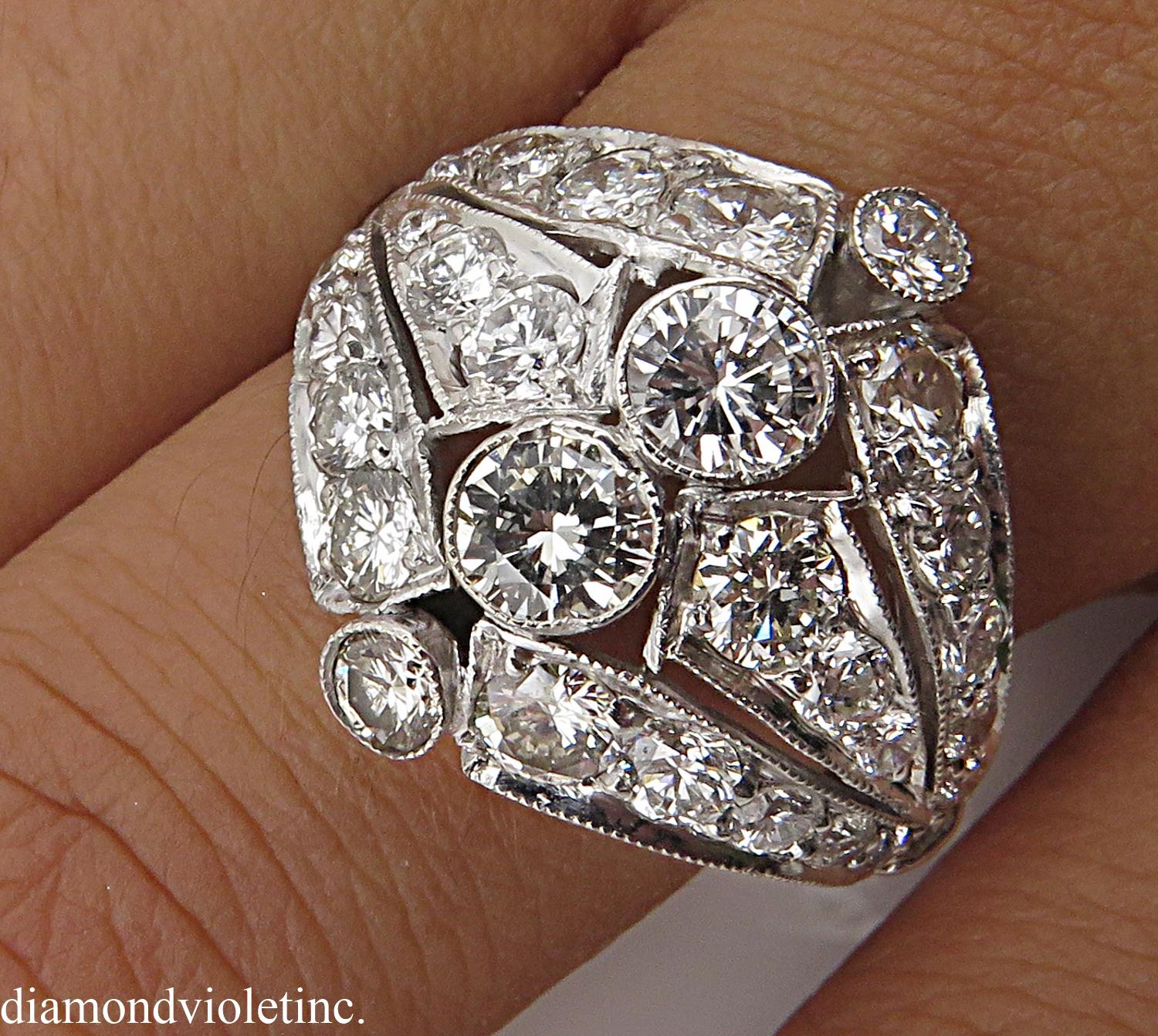 2.89 Carat Round Diamond Anniversary Wedding Platinum Ring EGL, USA 6