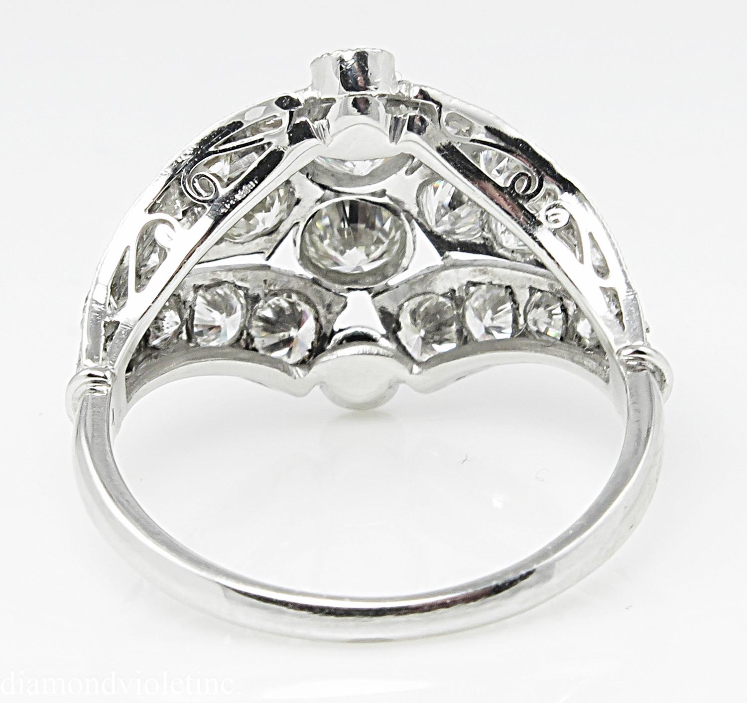 Women's 2.89 Carat Round Diamond Anniversary Wedding Platinum Ring EGL, USA