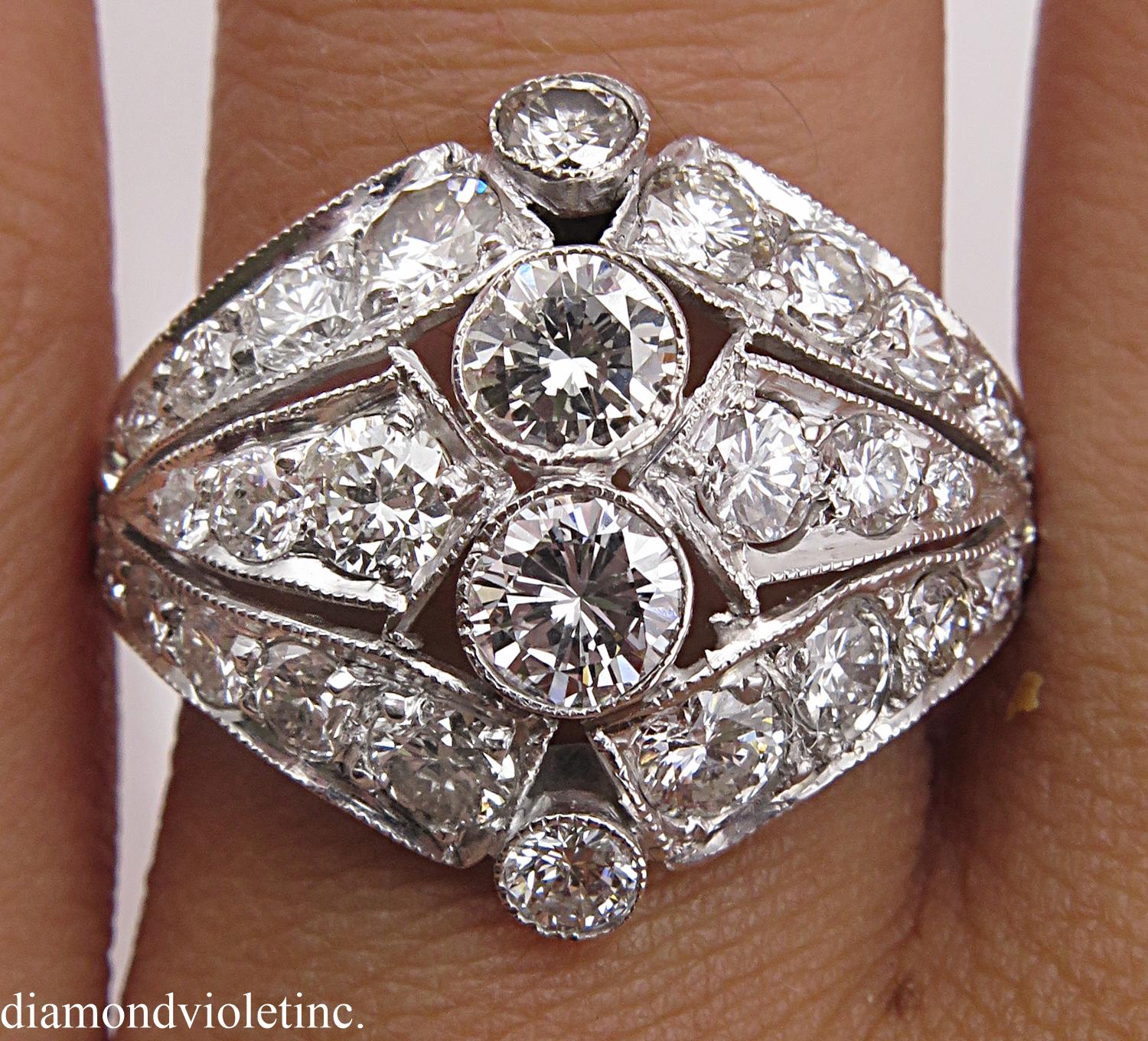 2.89 Carat Round Diamond Anniversary Wedding Platinum Ring EGL, USA 2