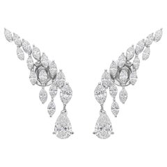 2.89ctw SI Clarity HI Color Diamond Ear Climbers Drop Earrings 14k White Gold