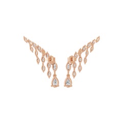 2,89 ctw SI Claridad HI Color Pendientes en forma de gota de oro rosa de 18k