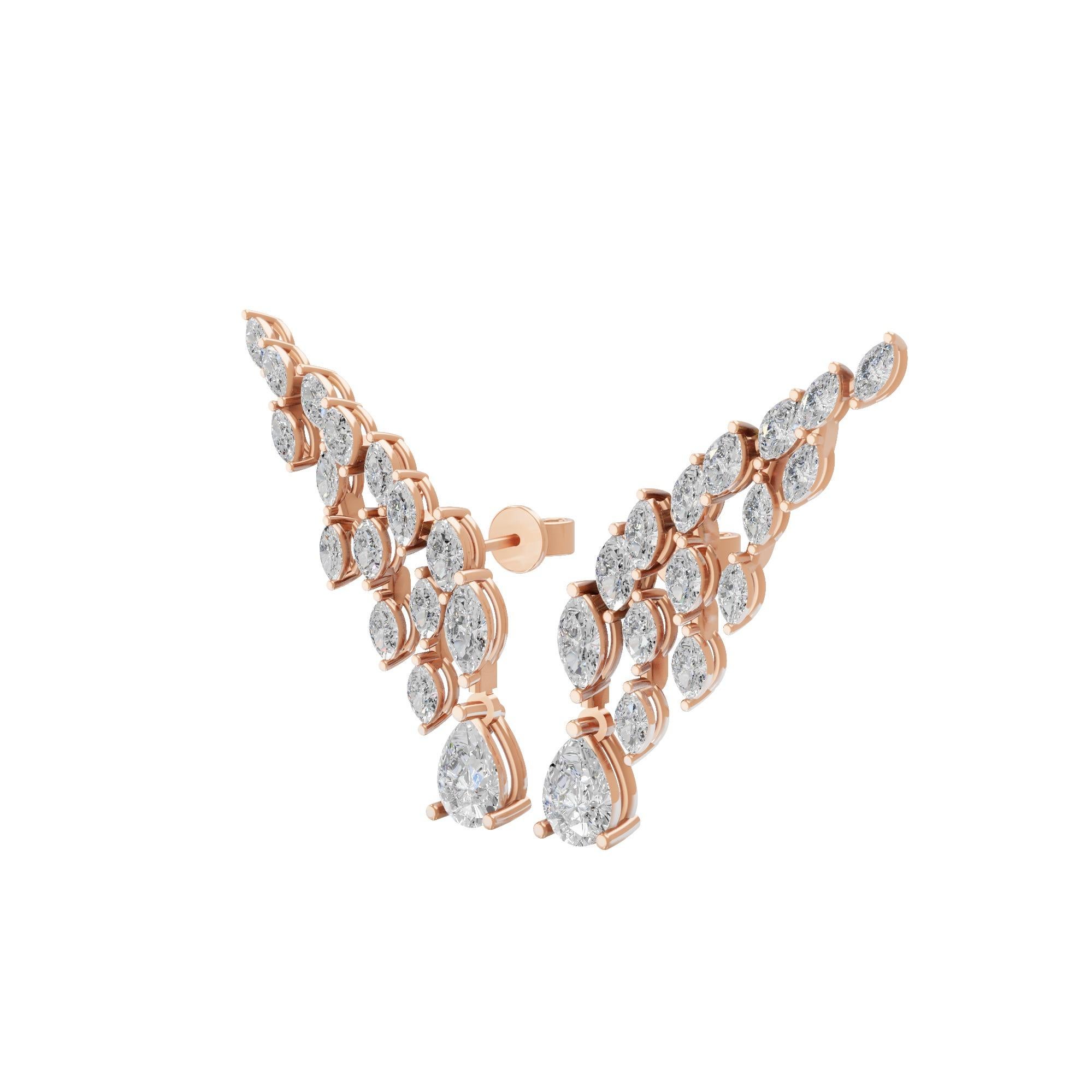 2,89 ctw SI Claridad HI Color Pendientes en forma de gota de oro rosa de 18k Moderno en venta