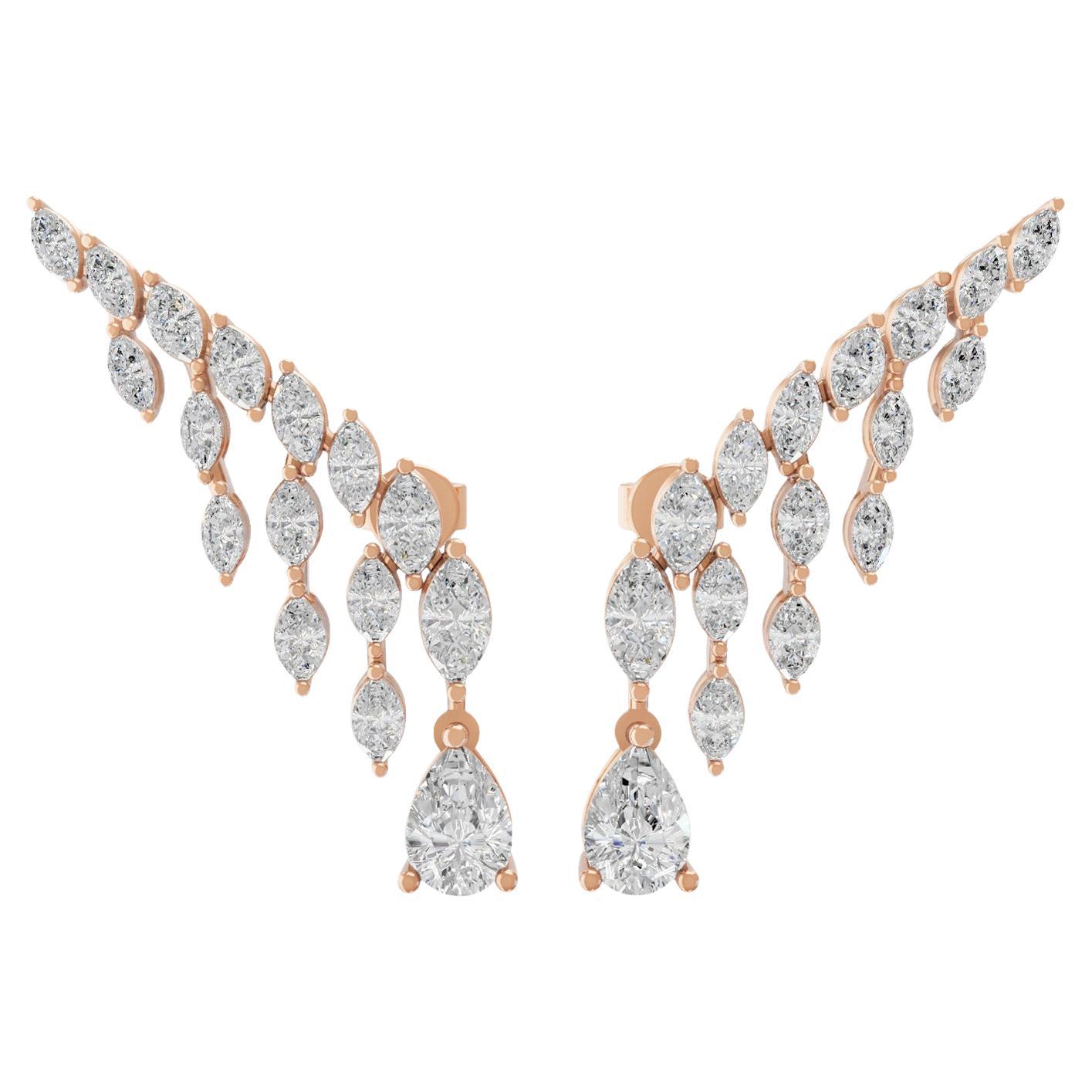 2,89 ctw SI Claridad HI Color Pendientes en forma de gota de oro rosa de 18k en venta