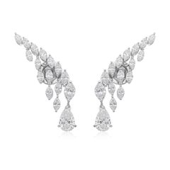 2.89ctw SI Clarity HI Color Diamond Ear Climbers Drop Earrings 18k White Gold