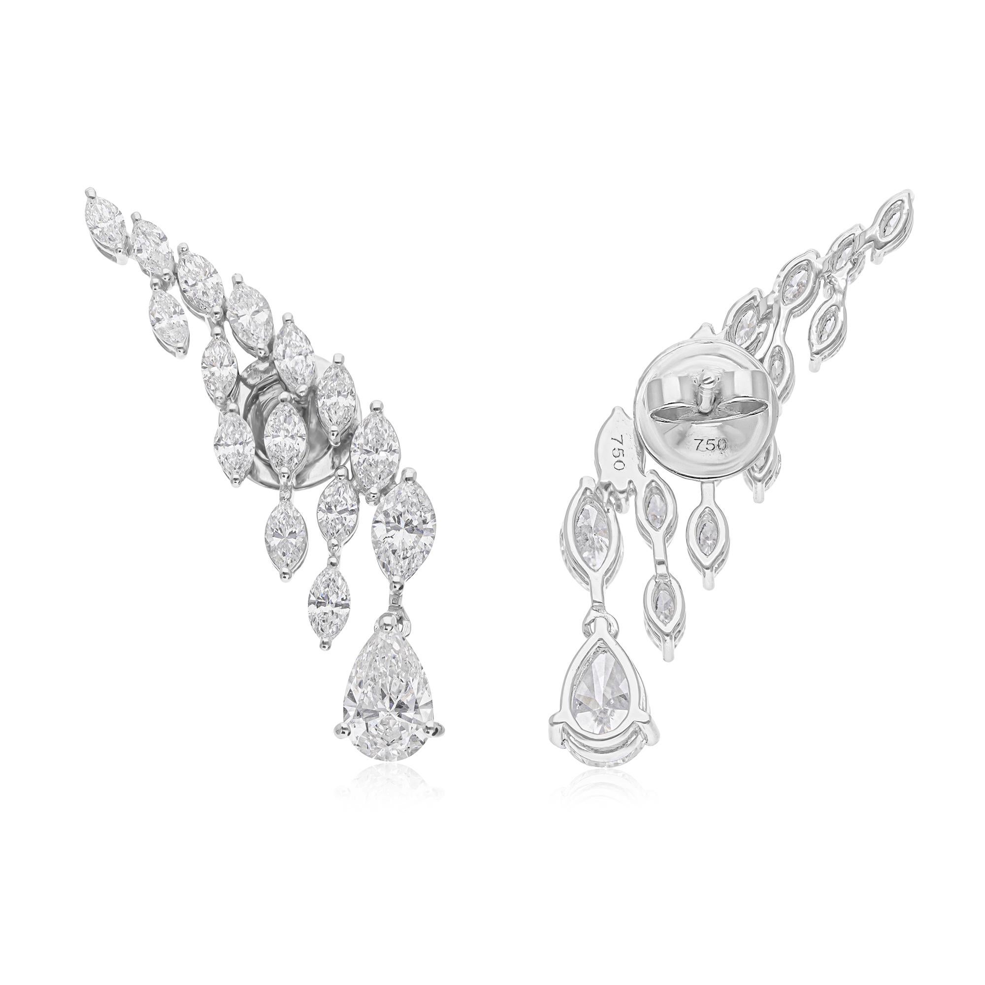 2,89ctw SI Reinheit HI Farbe Diamant Ohrclimbers Tropfen Ohrringe 18k Weißgold (Moderne) im Angebot