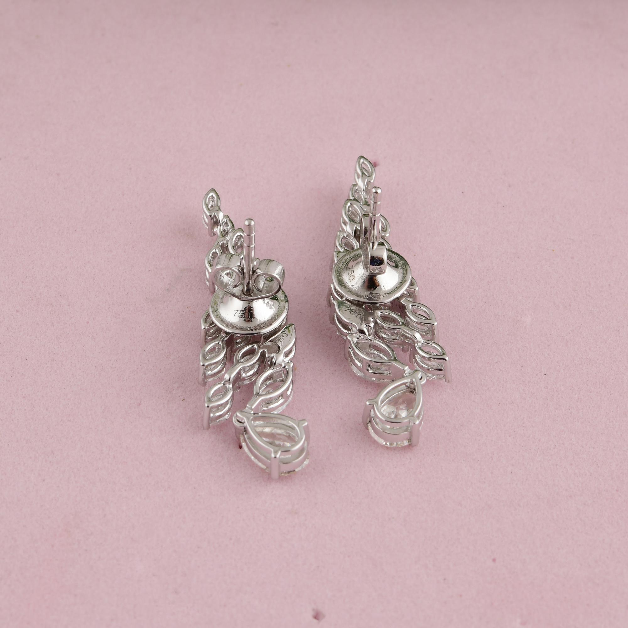 2,89ctw SI Reinheit HI Farbe Diamant Ohrclimbers Tropfen Ohrringe 18k Weißgold im Angebot 2