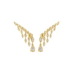 2.89ctw SI Clarity HI Color Diamond Ear Climbers Drop Earrings 18k Yellow Gold