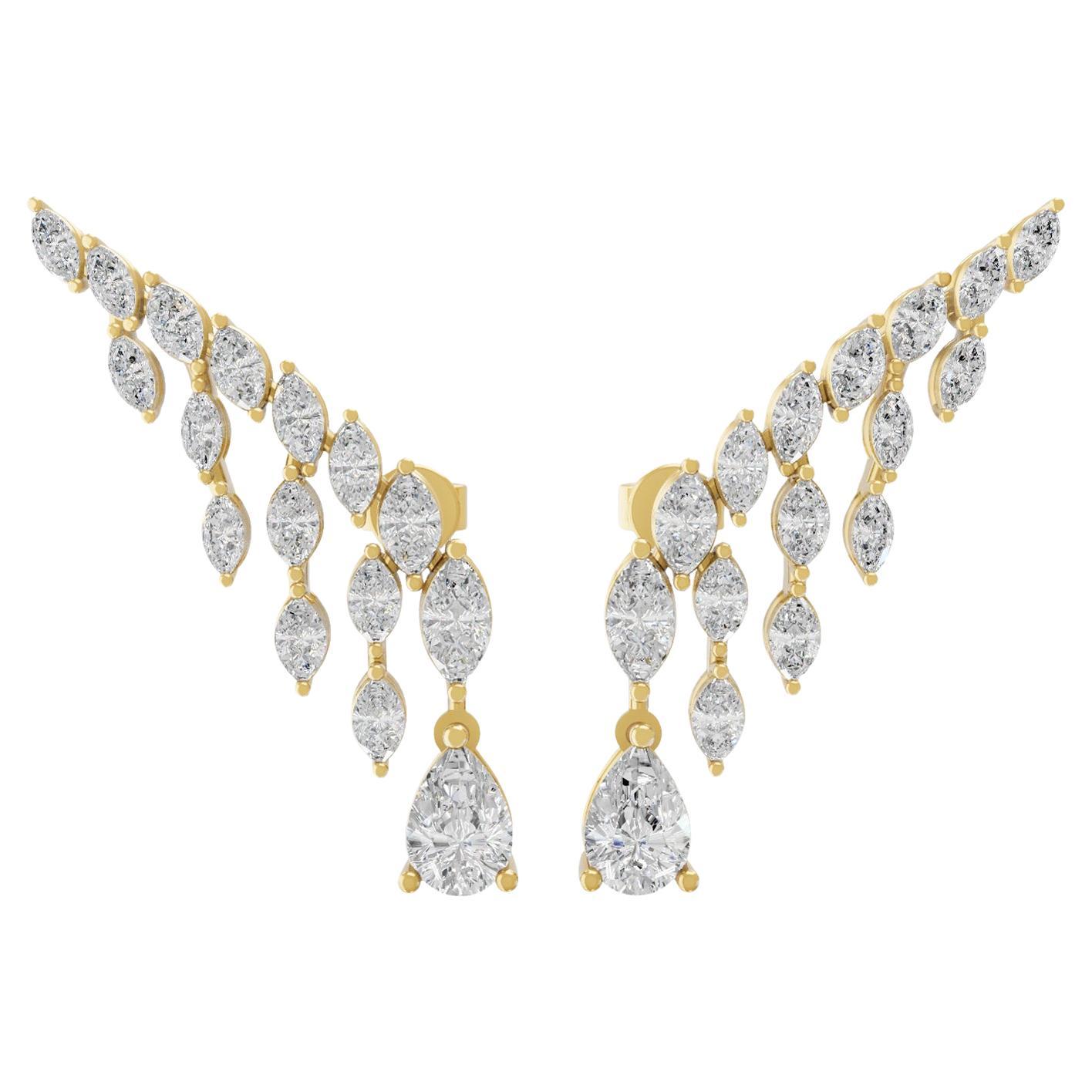 2.89ctw SI Claridad HI Color Pendientes de Diamantes en forma de gota 18k Oro Amarillo