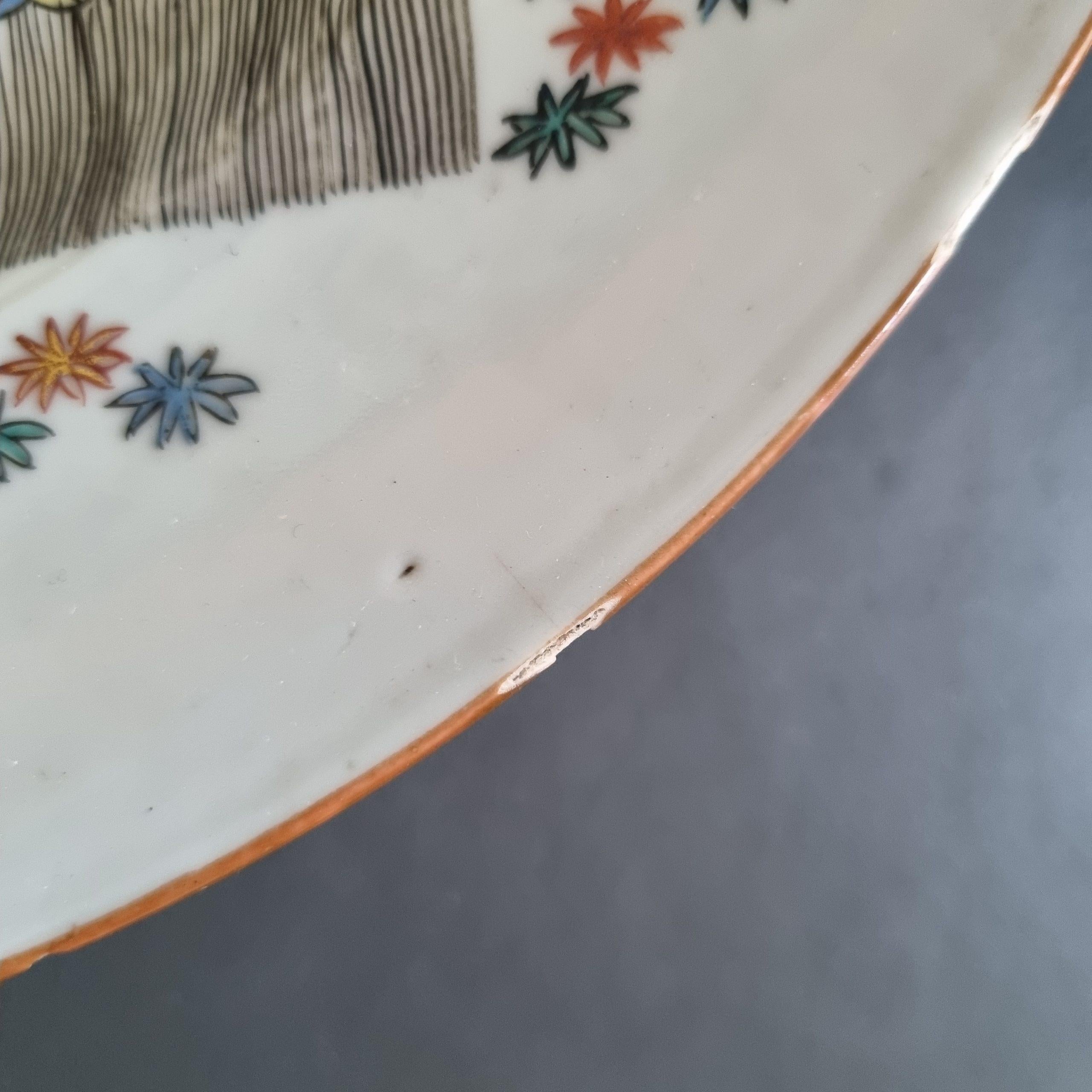 High Quality 18 Century Kangxi Period Chinese Porcelain Kakiemon Plate Dutch In Good Condition For Sale In Amsterdam, Noord Holland