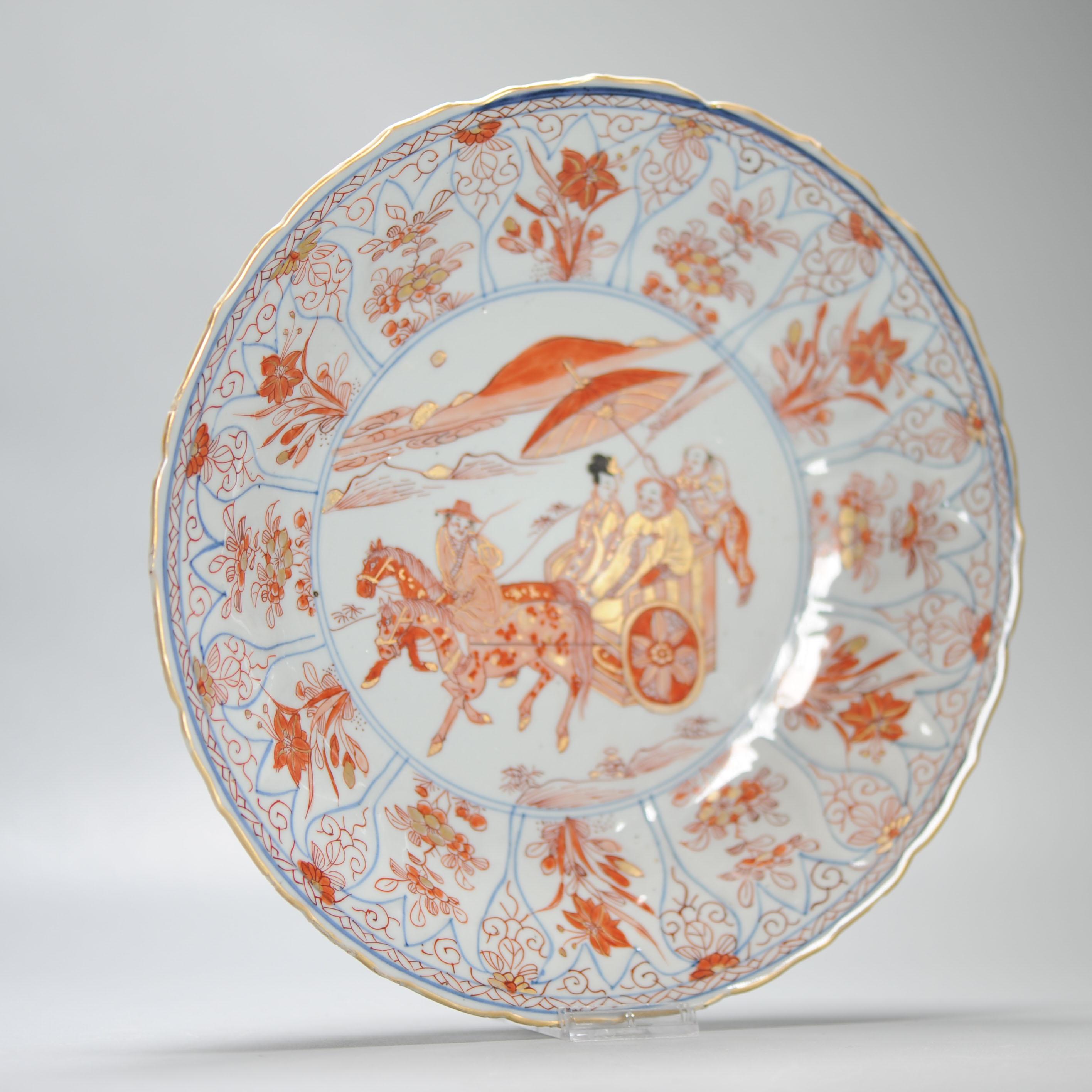 28CM Kangxi Blood and Milk Antique Chinese Porcelain Plate Figural Horse For Sale 13