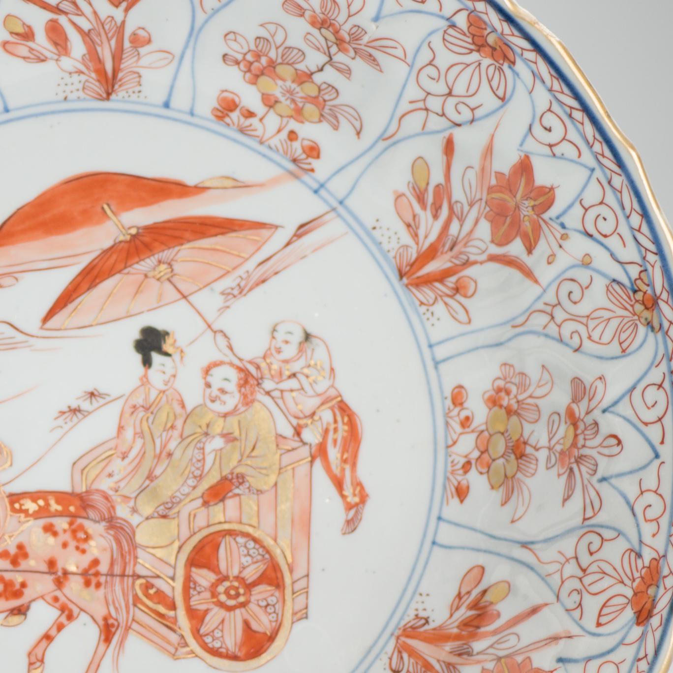 18th Century and Earlier 28CM Kangxi Blood and Milk Antique Chinese Porcelain Plate Figural Horse For Sale