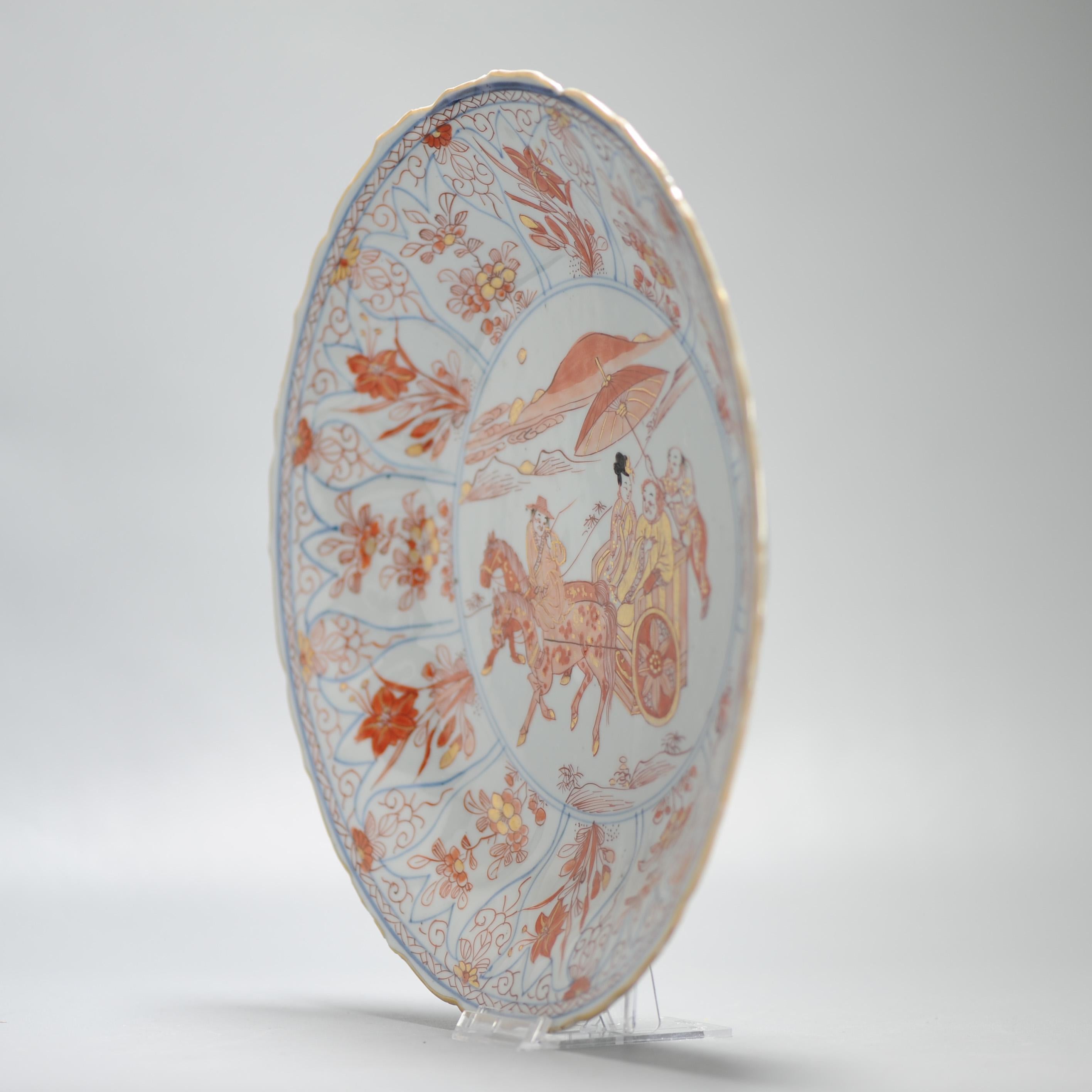 28CM Kangxi Blood and Milk Antique Chinese Porcelain Plate Figural Horse For Sale 3