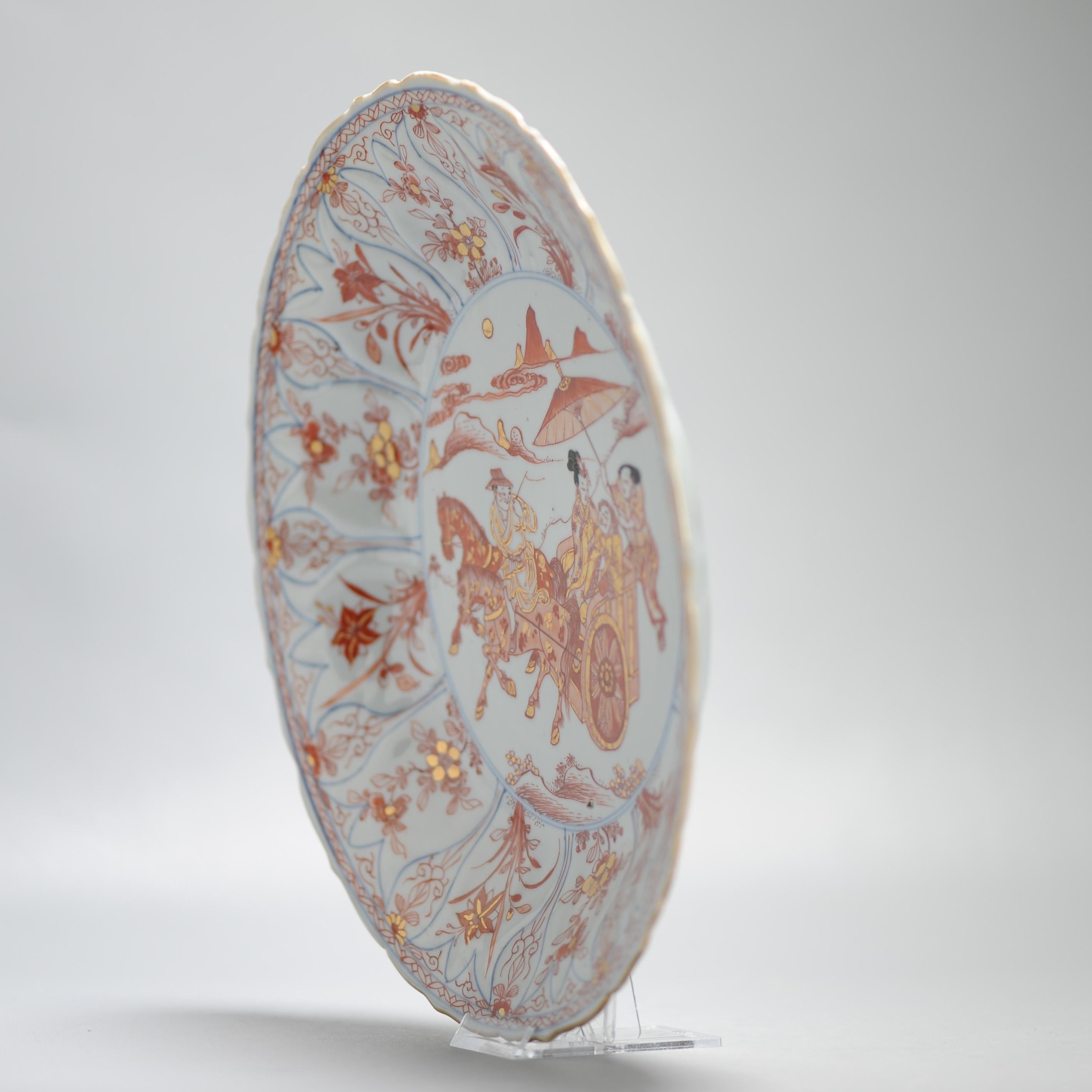 28CM Kangxi Blood and Milk Antique Chinese Porcelain Plate Figural Horse For Sale 4